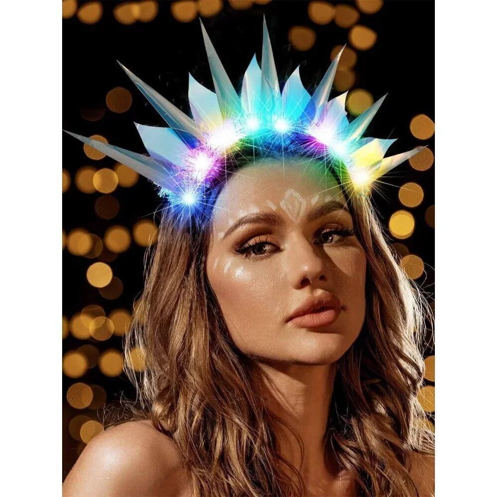Light Up Headband LED Rave Hair Hoop Costume Accessories for Women Girls
